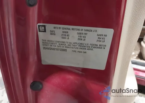 2009 Buick Lacrosse Cxl from USA, damaged, VIN 2G4WD582191123885